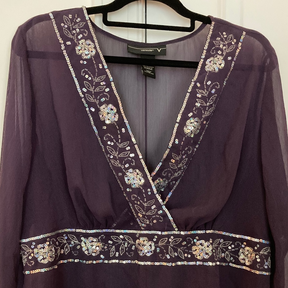 Sheer Purple Evening Top
